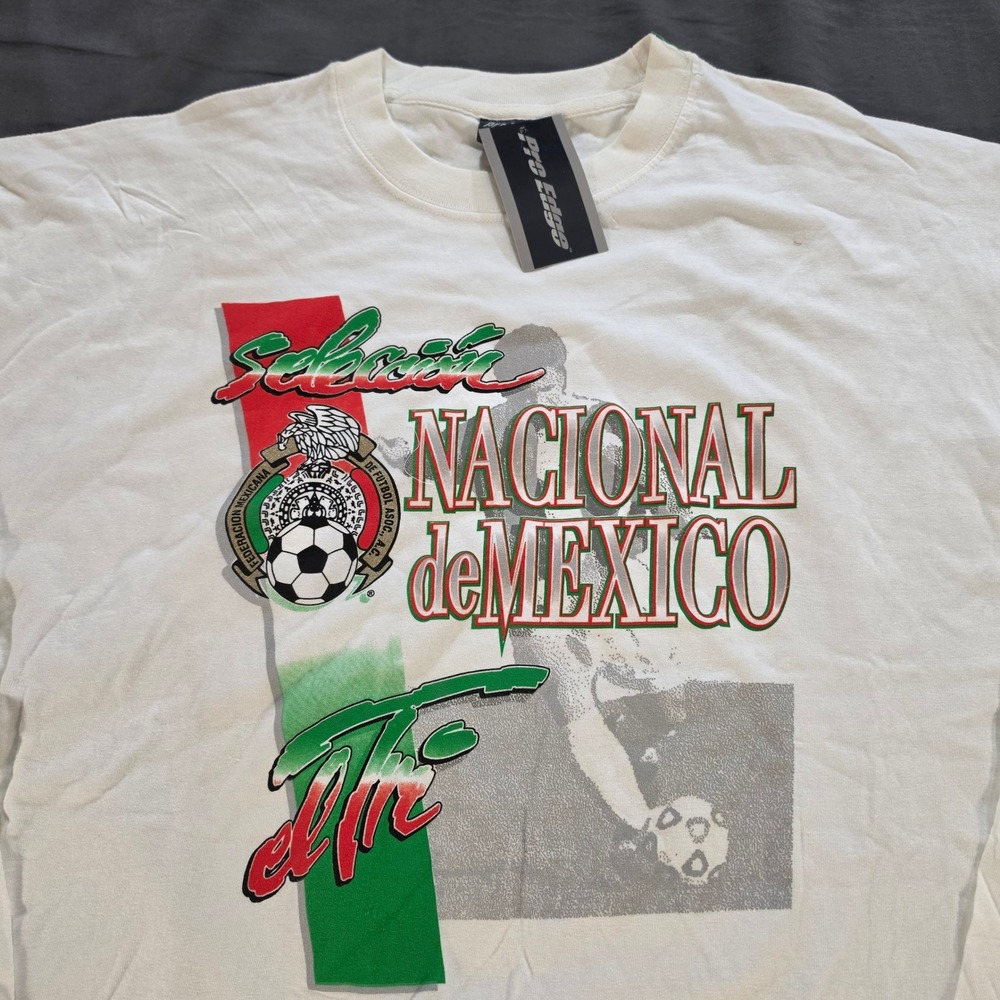 Vtg 90s Pro Edge Mexico National Soccer Team El Tri Long Sleeve T-Shirt White XL